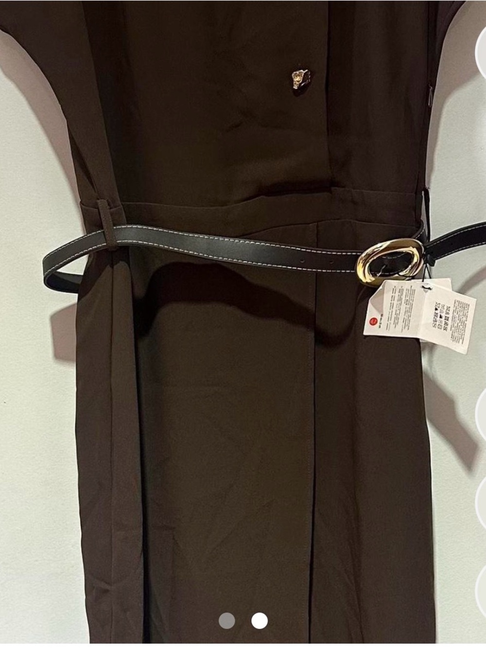 Zara Brown Short-Sleeve Jumpsuit with Braided Belt - Picture 2 of 3